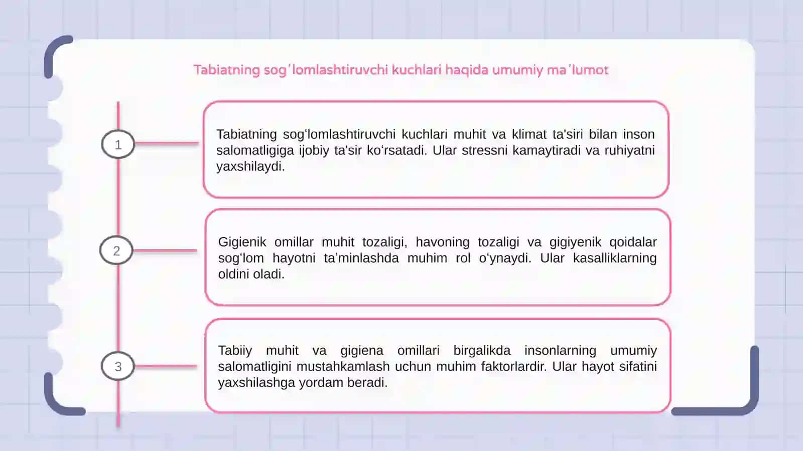 Tabiatning sogʻlomlashtiruvchi kuchlari va gigienik omillar 3