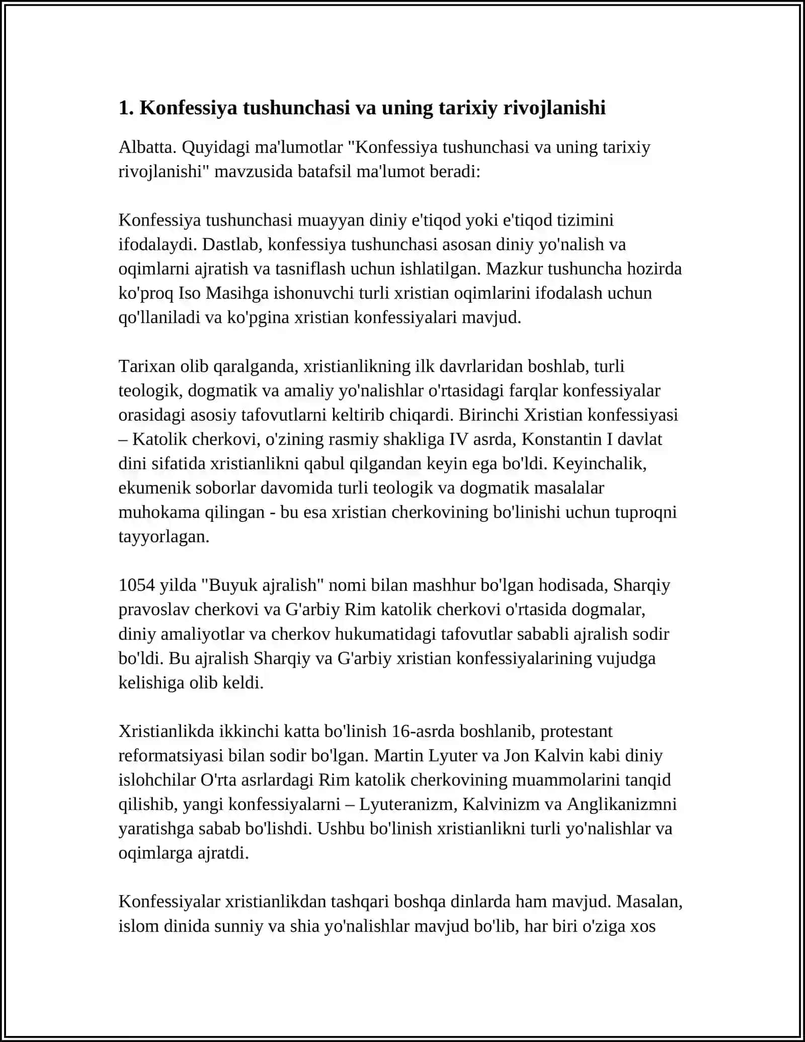 Konfessiya Tushunchasining Mohiyati va Oʻzbekistonda Faoliyat Yurituvchi Diniy Konfessiyalarning Tasnifi 3
