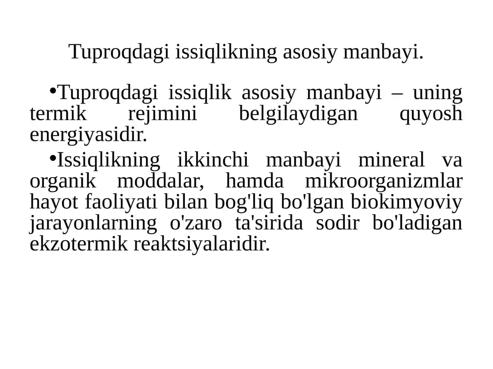 Tuproqning issiqlik rejimi va unib boshqarish usullari 3