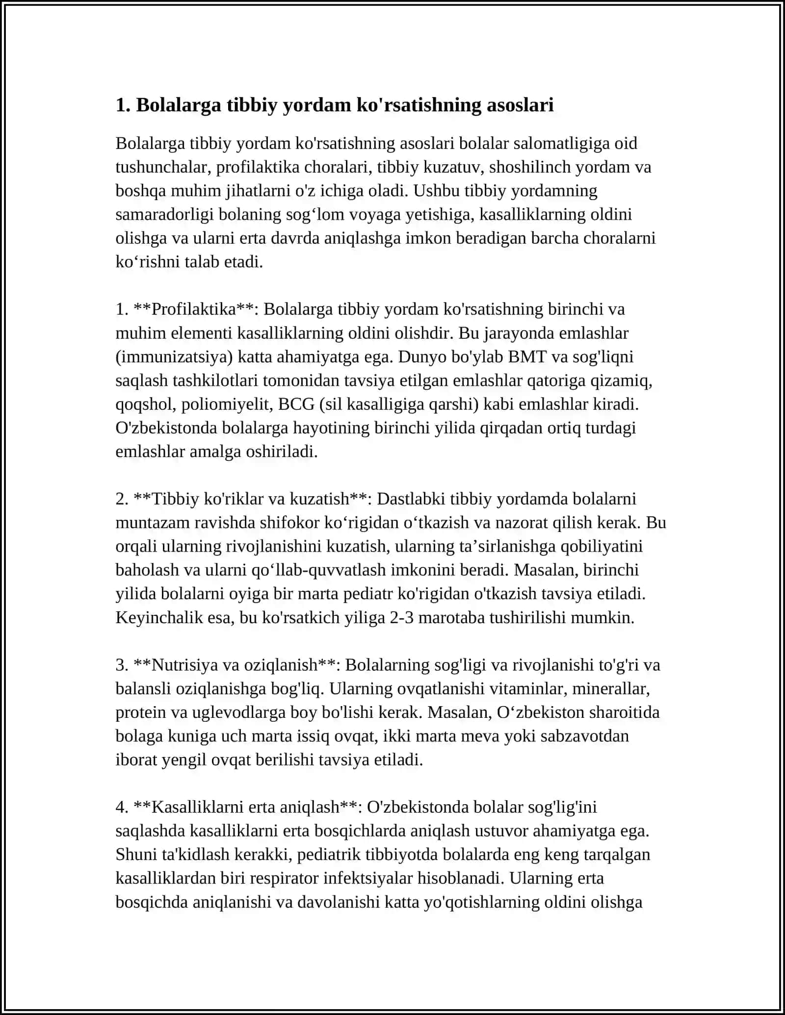 BOLALARGA TIBBIY YORDAM KORSATISHNI TASHKIL QILISH 3