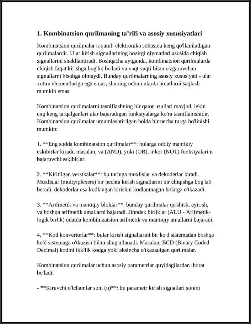 KOMBINATSION QURILMALARNING VAZIFALARI VA PARAMETRLARI 3