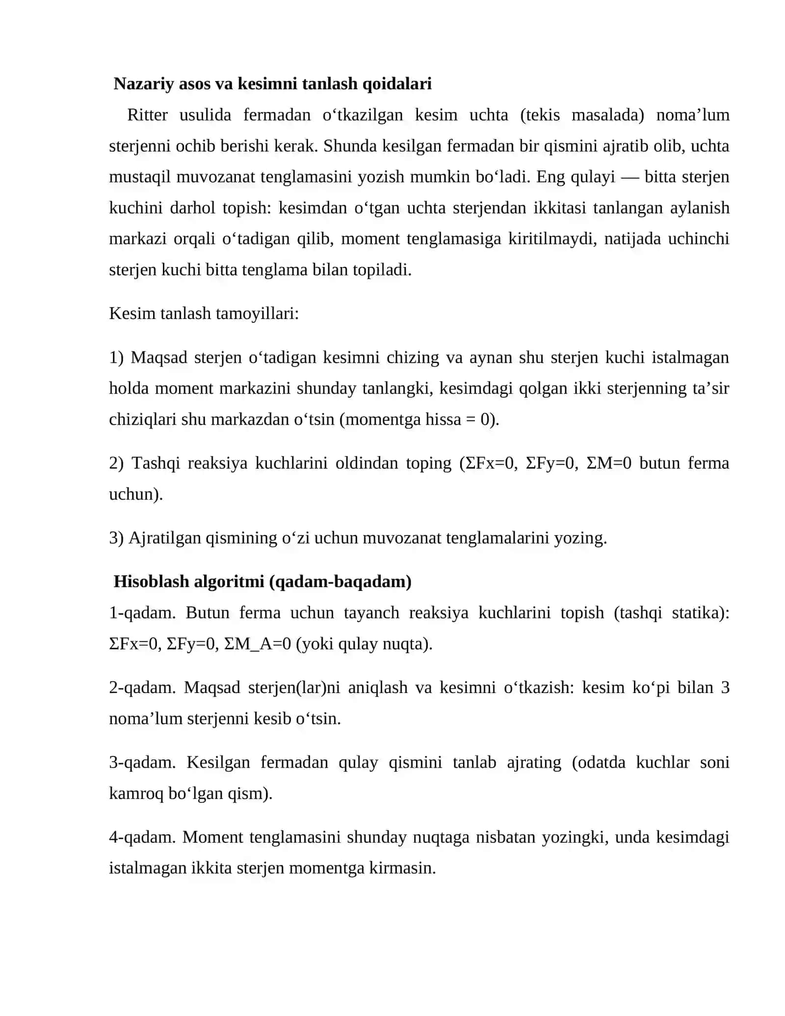 Fermalar hisobi uchun ritter usuli 3