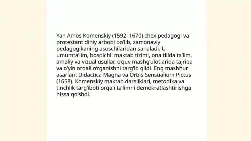 Yan Amos Komenskiyning pedagogik g'oyalari 3