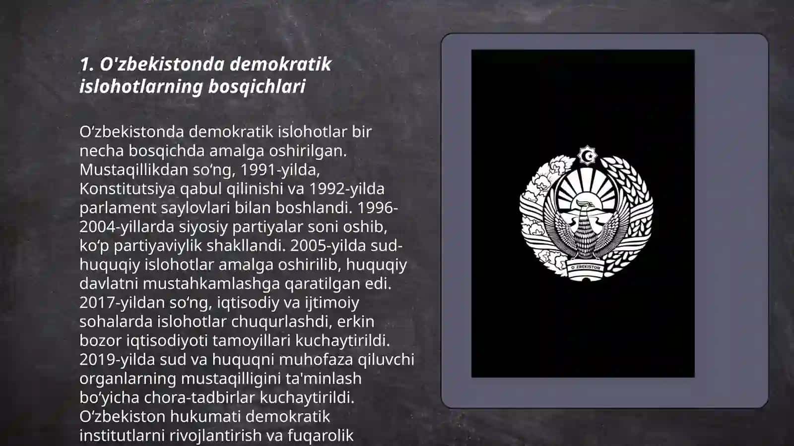 O'zbekistonda Demokratik Fuqarolik Jamiyati Asoslarining Shakllanishi Amalga Oshirilgan Siyosiy Islohotlar 3