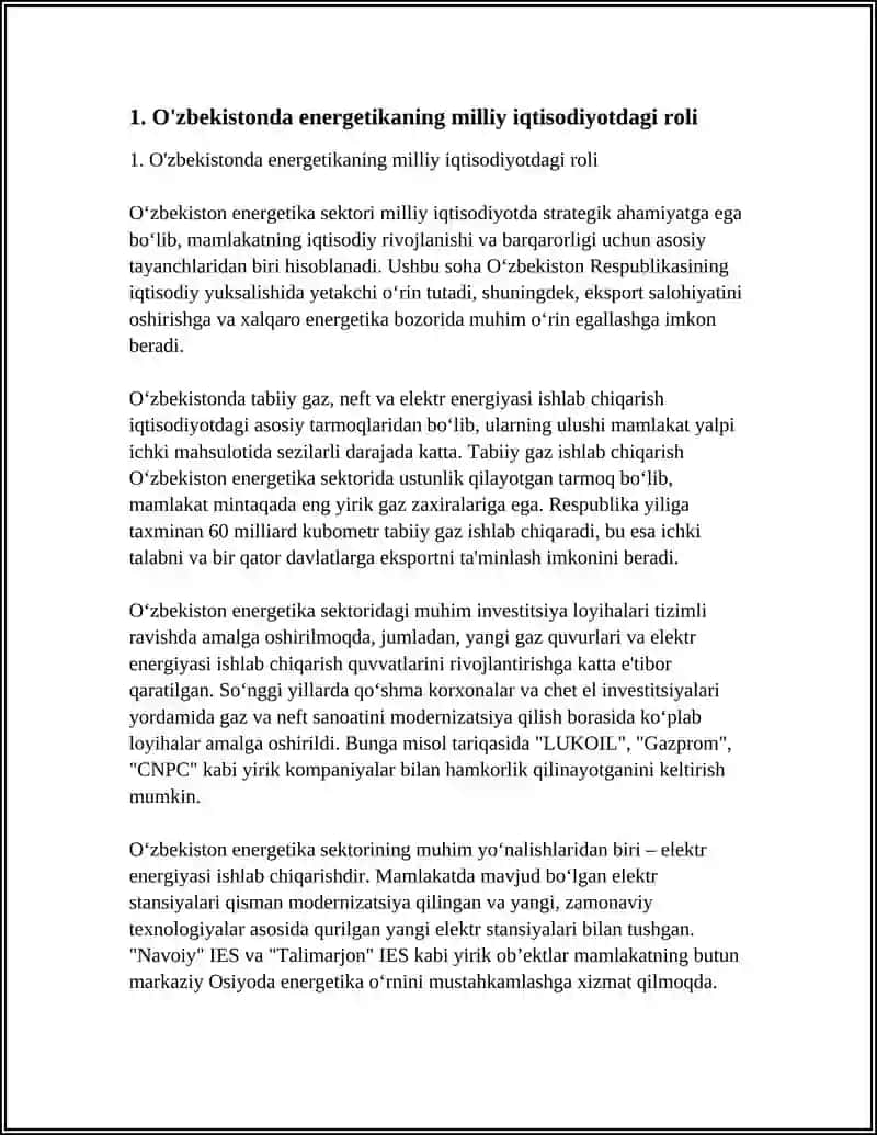 O'ZBEKISTONDA ENERGETIKANNG O'RNI 3