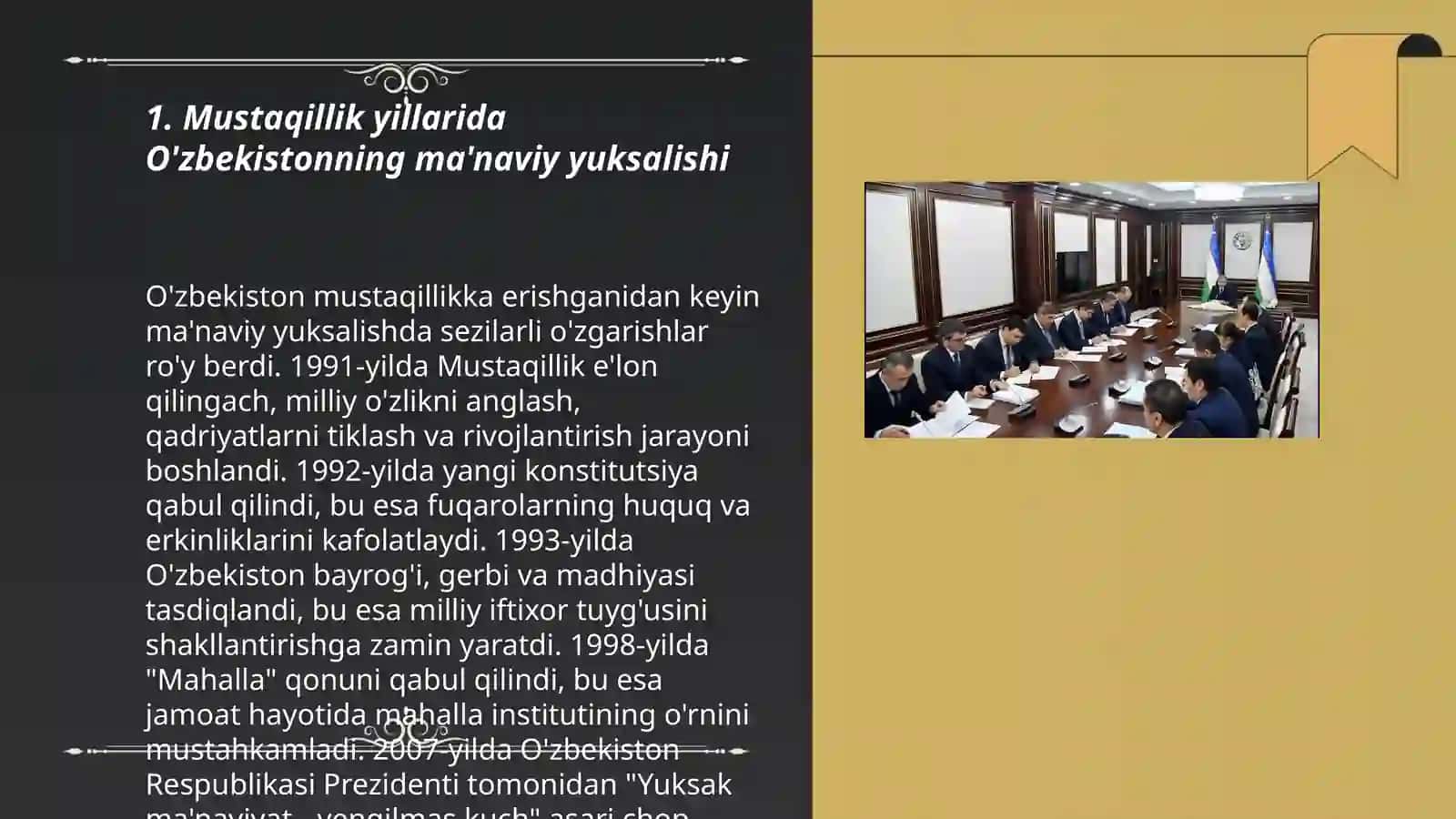 Mustaqillik yillarida O'zbekistonning ma'naviy yuksalishi 3