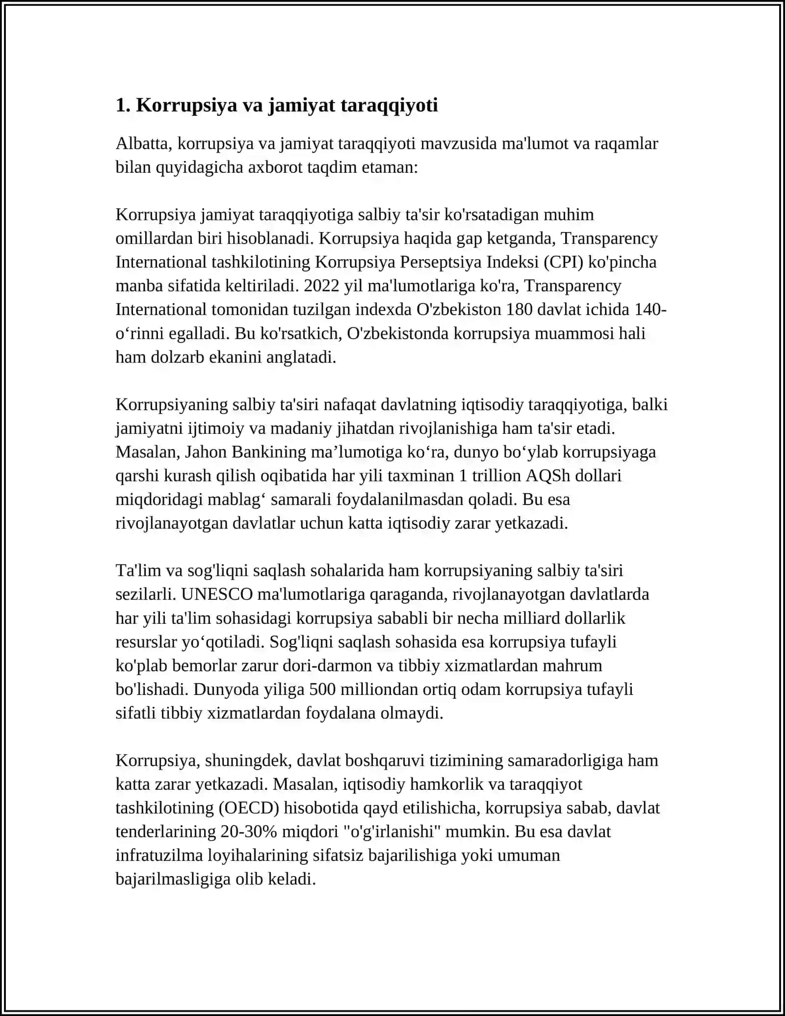 GLOBAL KORRUPSIYA IJTIMOIY-MADANIY INQIROZ OQIBATI 2024-2025-o'quv yili 3
