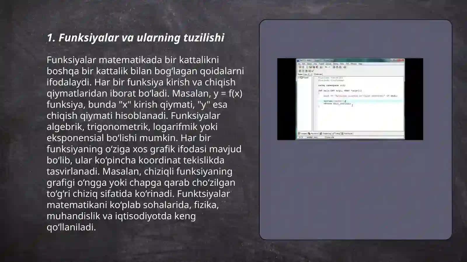 C++ funksiyalar bilan ishlash 3