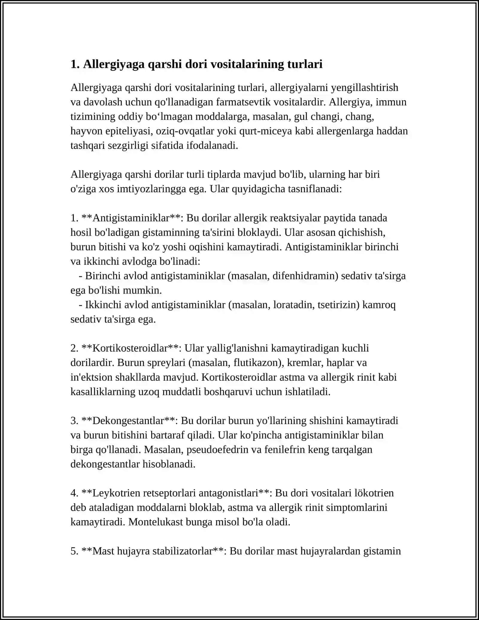 ALLERGIYAGA QARSHI DORI VOSITALARI 3
