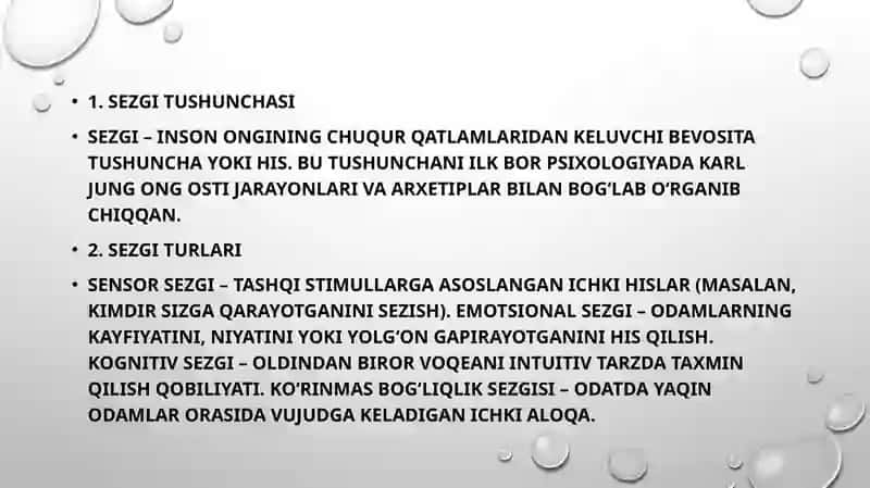 Bilish jarayonlari. Sezgi 3