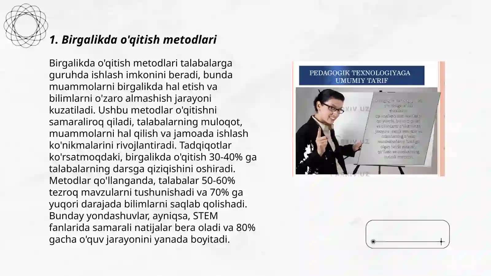 Birgalikda o'qitish metodlari 3