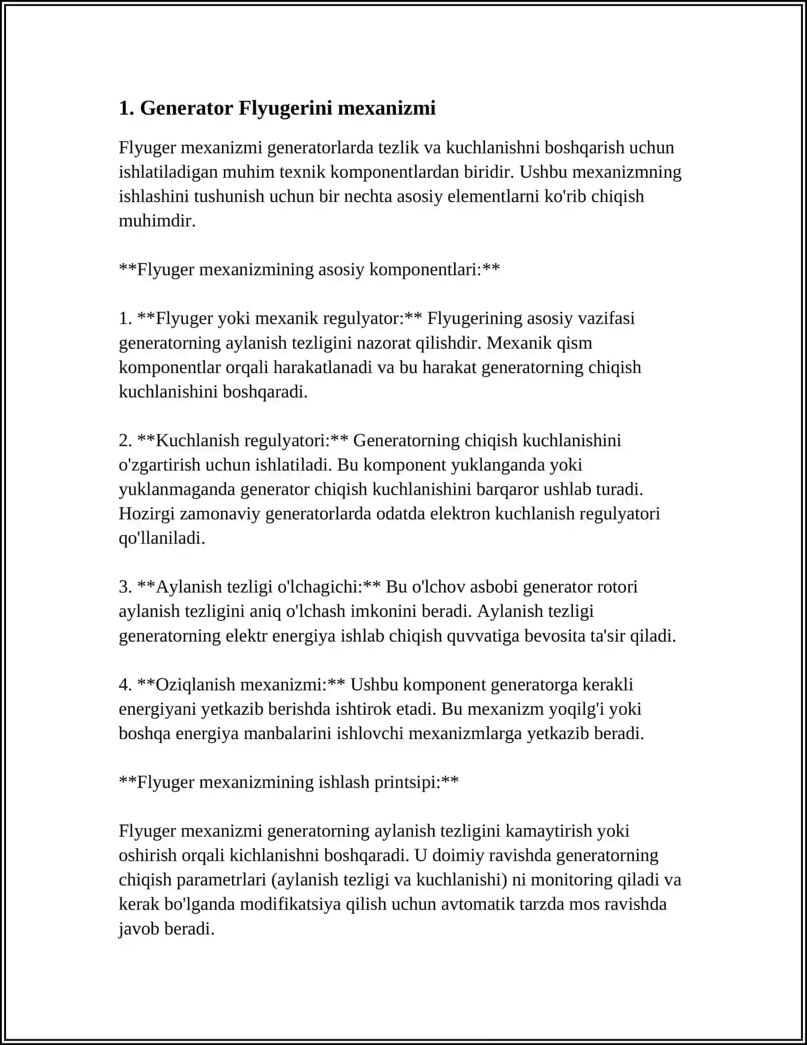 GENERATOR FLYUGERINI ORNATISHNI ORGANISH 3