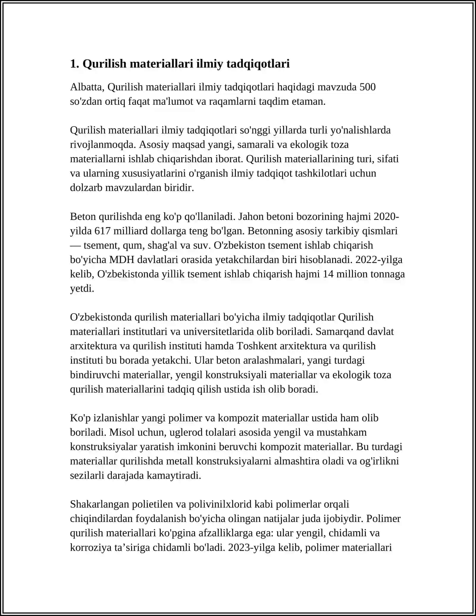 Qurilish materiallari ilmiy tadqiqotlari 3