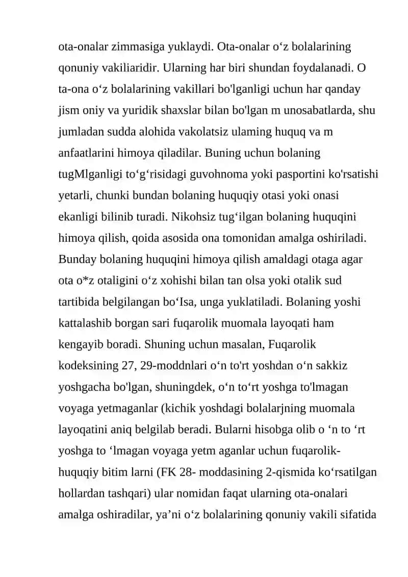 OTA-ONANING SHAXSIY NOMULKIY HUQUQ VA MAJBURIYATLARI 3