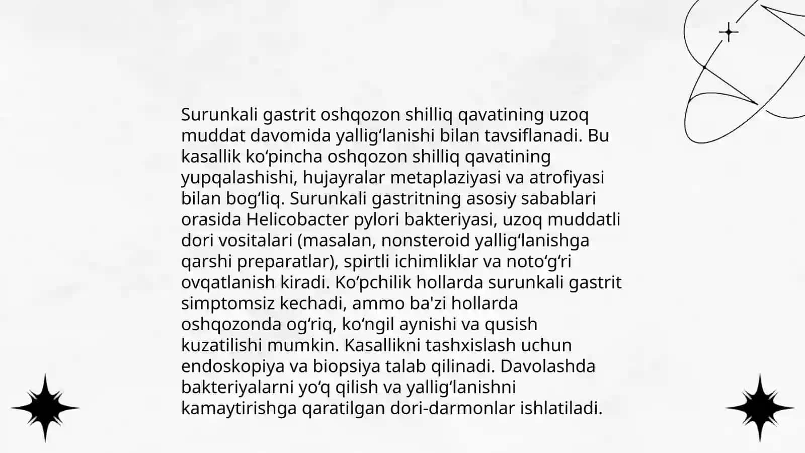 Surunkali gastrit kasalligida jismoniy mashq majmuasini tuzish 3