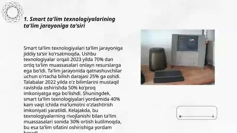 Ta’lim jarayoni samaradorligini oshirishda smart ta’lim texnologiyalarining o‘rni 3