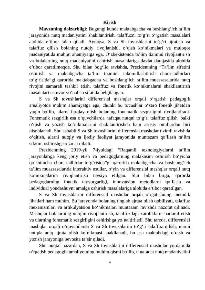 S-Sh tovushlarini differensial mashqlar 3