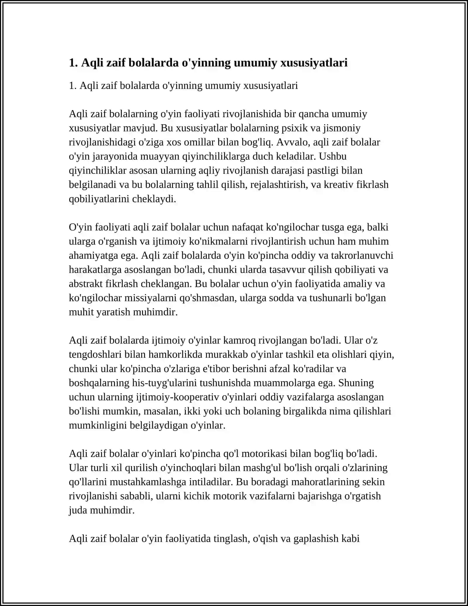 Aqli zaif bolalarning o'yin faoliyati xususiyatlari 3