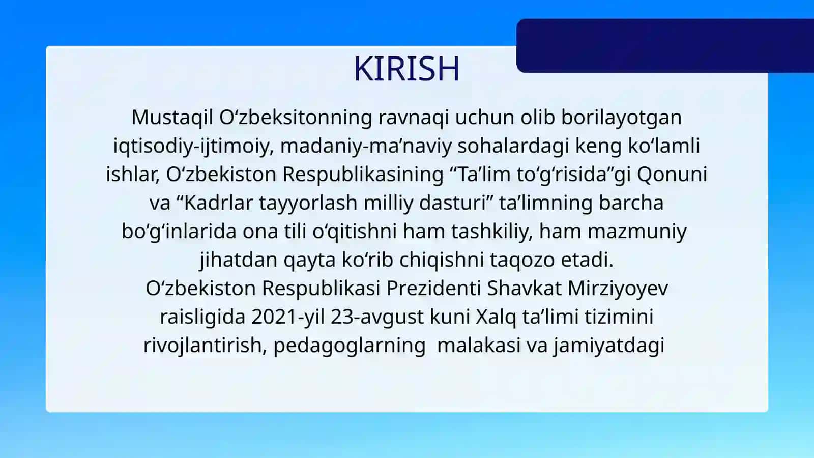 Hozirgi o‘zbek adabiy tili fanidan kurs ishi uchun tayyorlagan taqdimoti 3