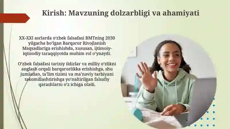 XX-XXI asr oʻzbek falsafasining barqaroror rivojlanish maqsadlariga erishishdagi ijtimoiy ahamiyati 3