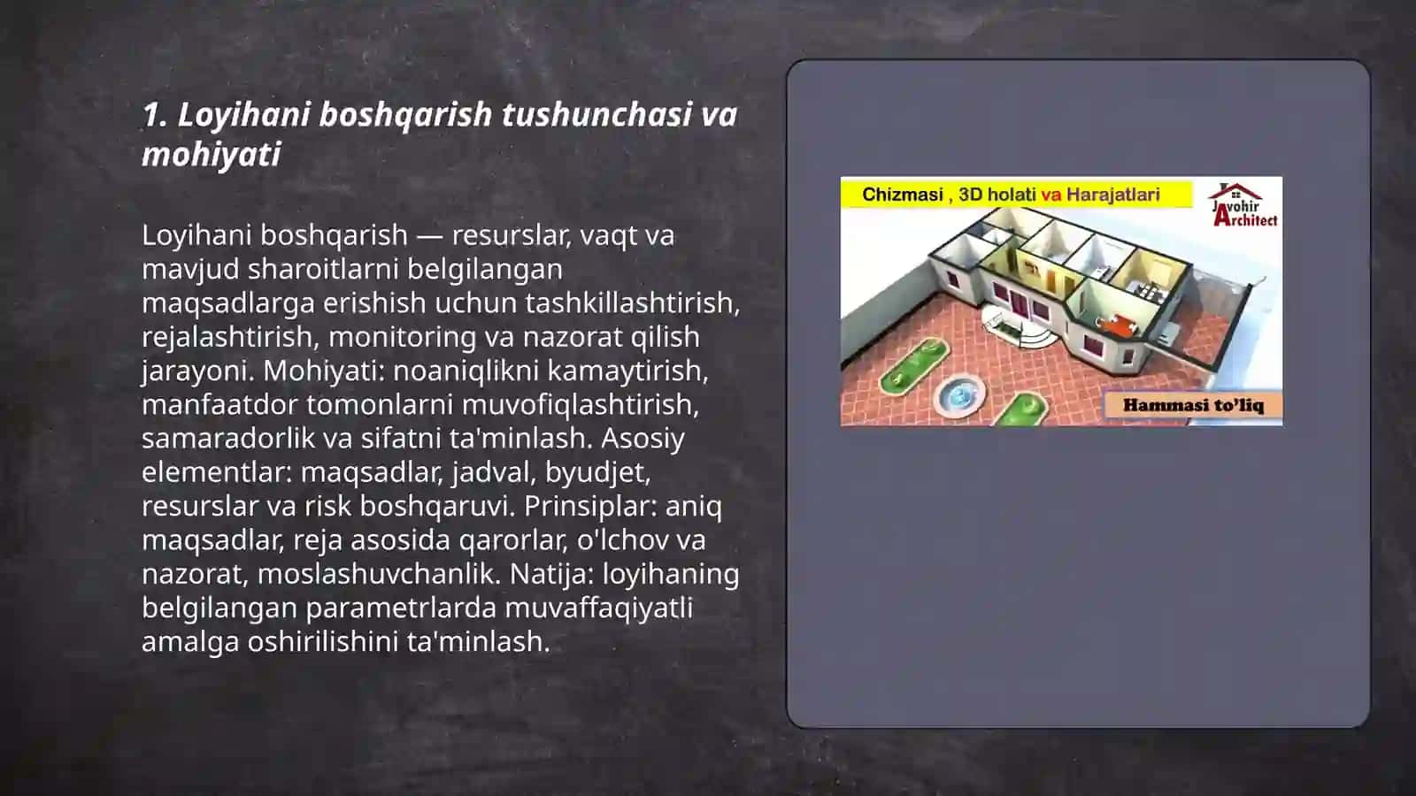 Loyihani boshqarishning mohiyati 3