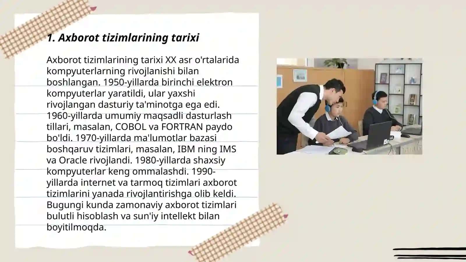 Axborot tizimining rivojlanish bosqichlari 3