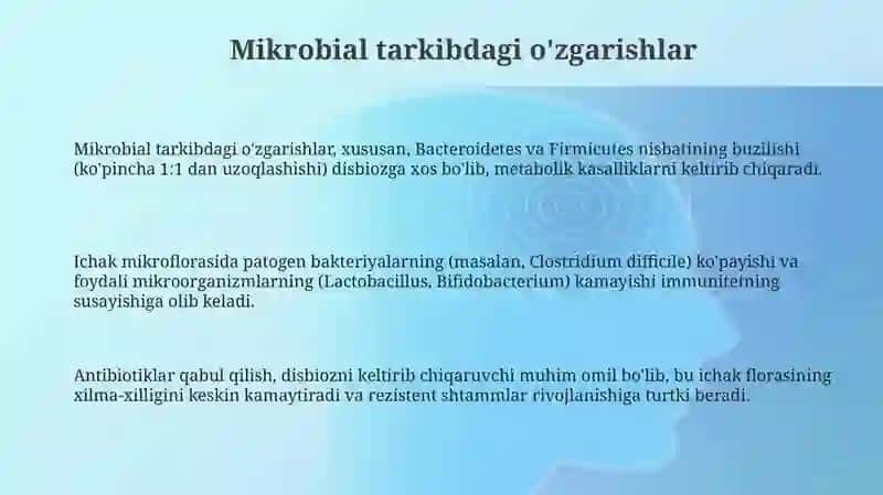 Ichaklar disbakteriozi:etiologiya,patogenez,patomorfologiya, xarakterli simptomlar 3