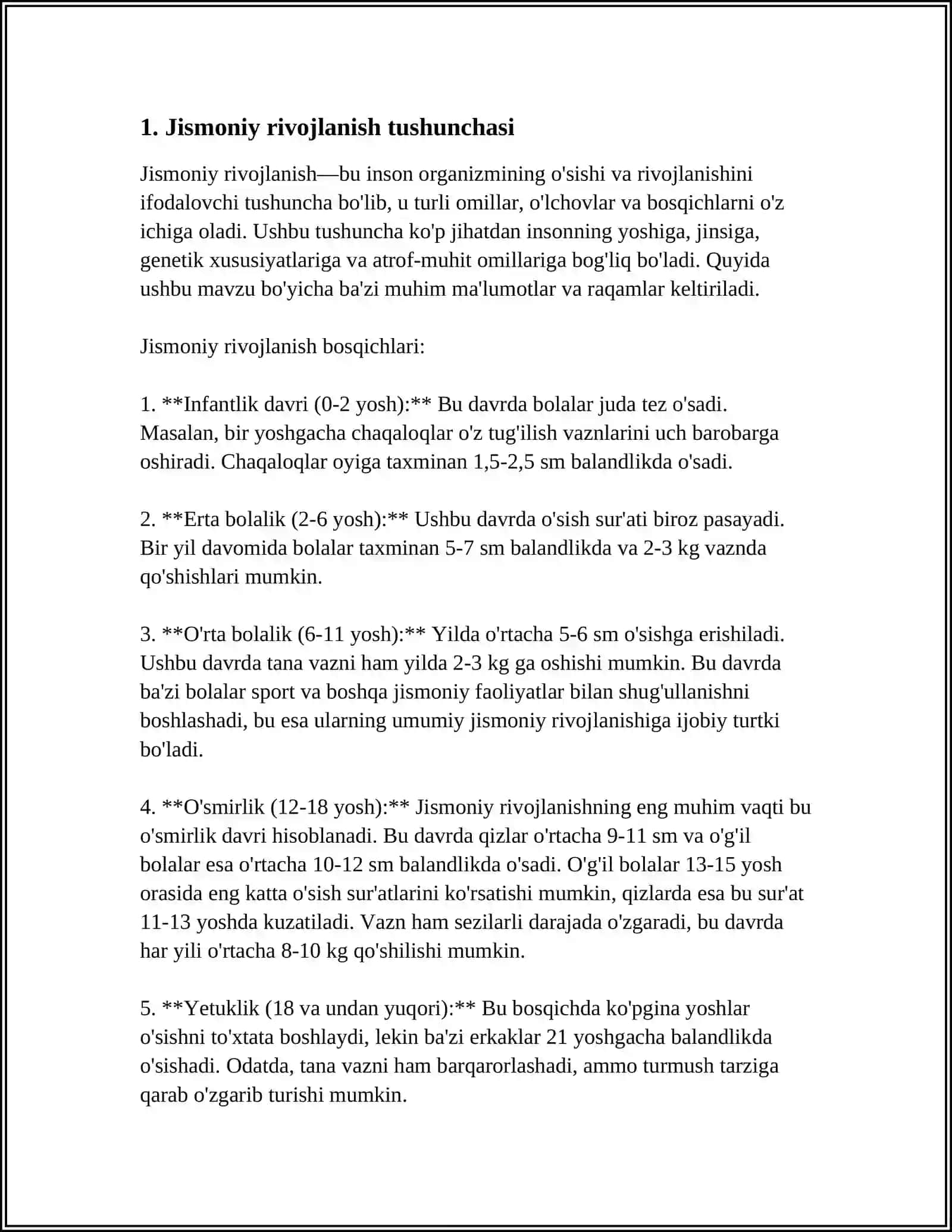 JISMONIY RIVOJLANISHNI O‘RGANISH USULLARI. SOMATOSKOPIYA. ANTROPOMETRIYA 3