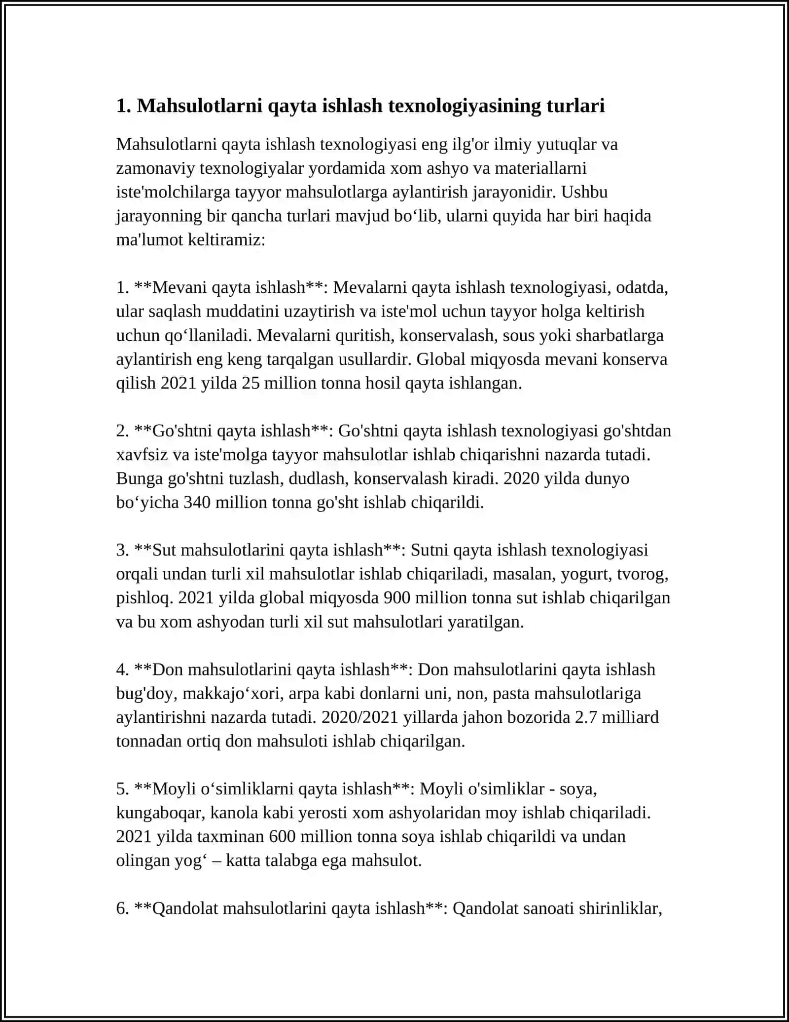 MAHSULOTLARNI QAYTA ISHLASH TEXNOLOGIYASI VA SIFATINI OSHIRISH USULLARI 3