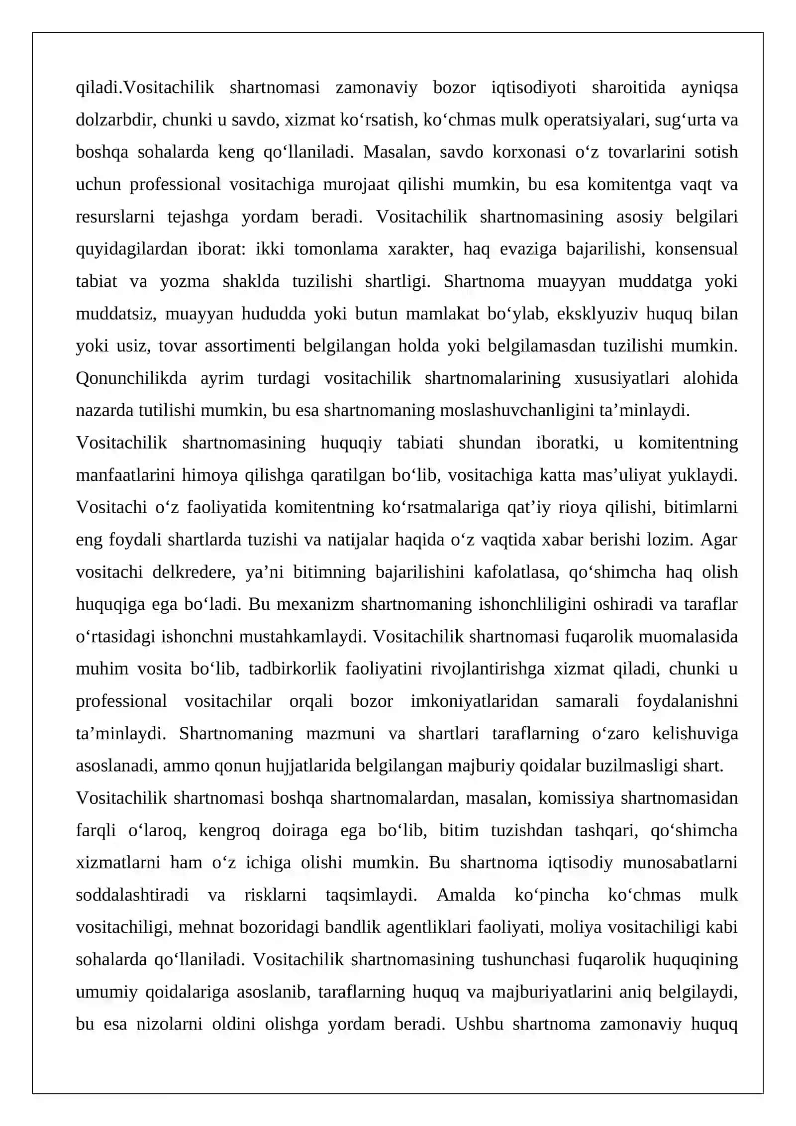 Vositachilik shartnomasi: tushunchasi, turlari va amaliy ahamiyati 3