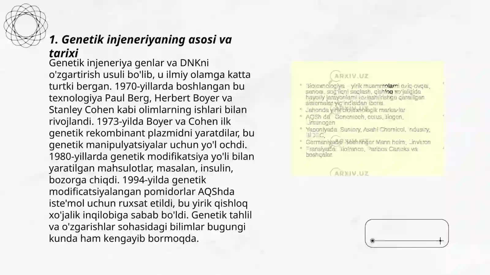 Genetik injeneriya va uning istiqbollari. Biotexnologiya va uning ahamiyati 3