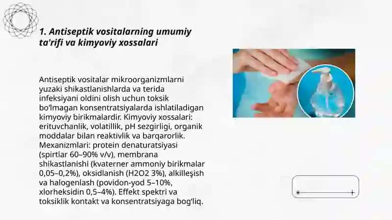 Antiseptik vositalar kimyoviy tarkibi va qolanilishi 3