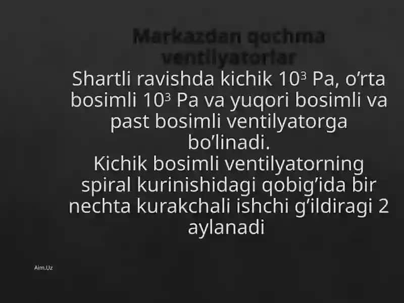 Markazdan qochma ventilyatorning haraktiristikasini aniqlash 3