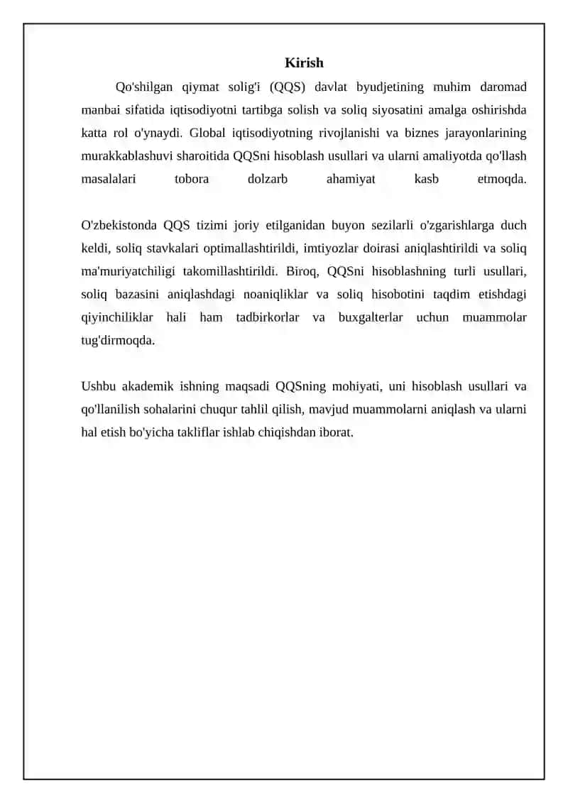 Qo'shilgan qiymat soliģini hisoblash usullari va qòllanishi 3