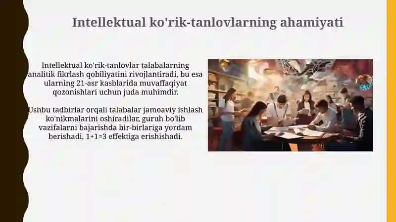 O'quvchilar o'rtasida intellektual shoularini tashkil qilish 3