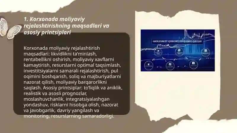Korxonada moliyaviy rejalashtirish maqsadi va vazifalari, statistik tahlili va grafiklar 3