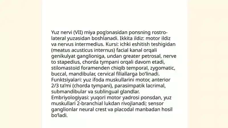 Yuz nervi anatomiyasi va kasalliklari 3