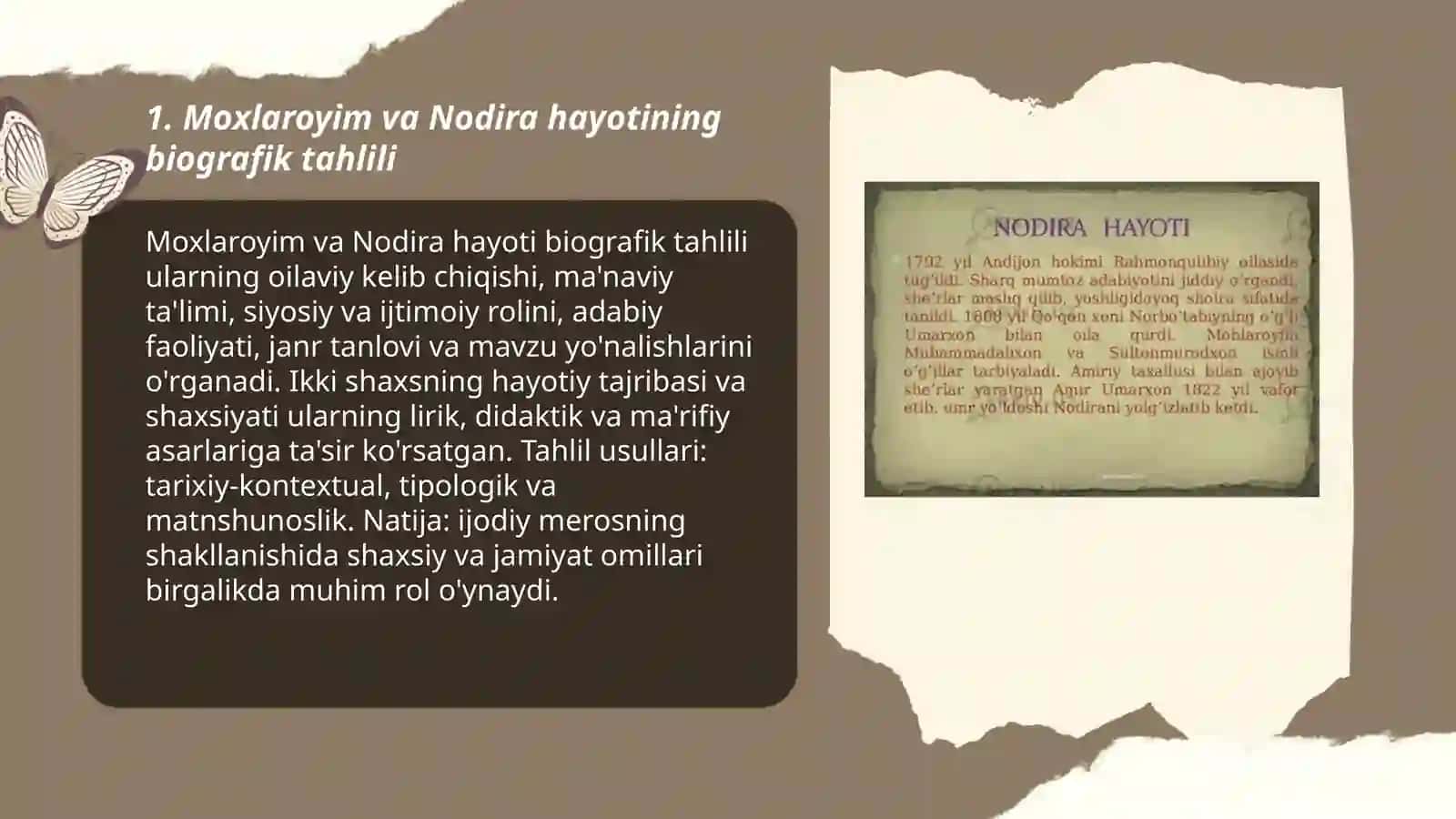 Moxlaroyim va Nodira hayoti va ilodi merosi va janrlar tarkibi 3