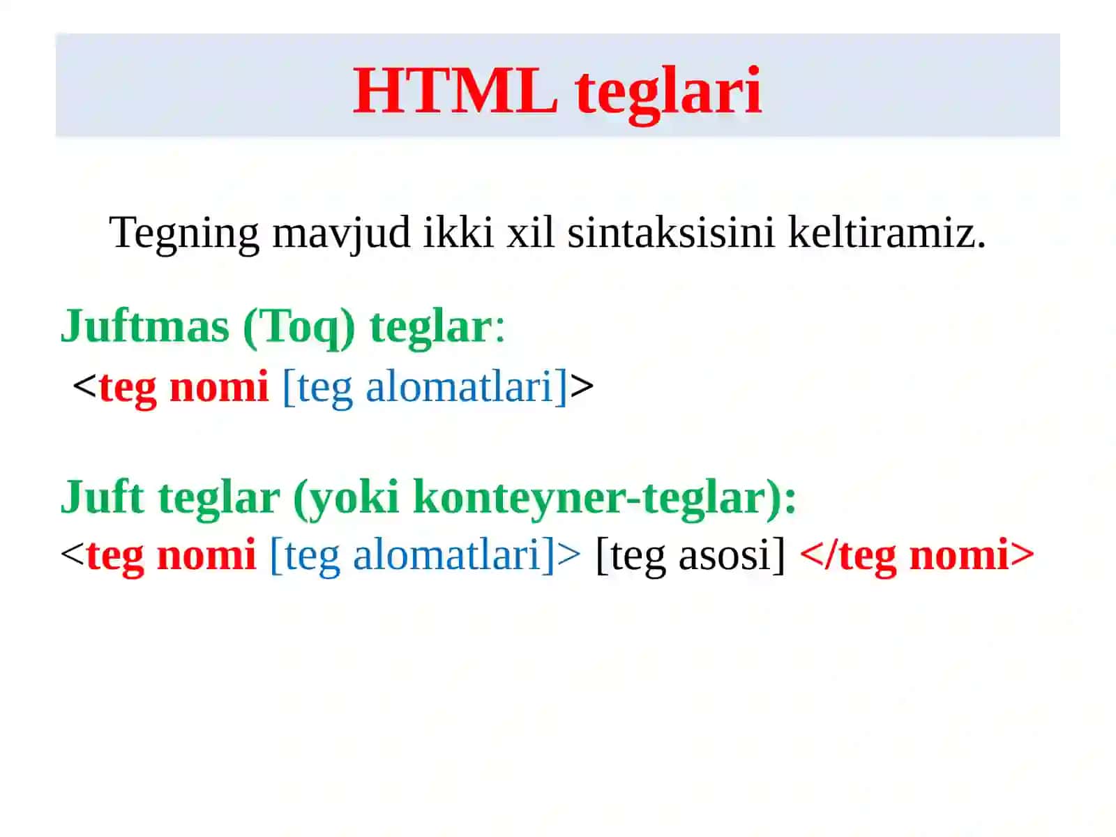Gipermatnli markerlash tili (HTML) 3