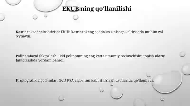 Eng Katta Umumiy Bo'luvchi (EKUB) 3