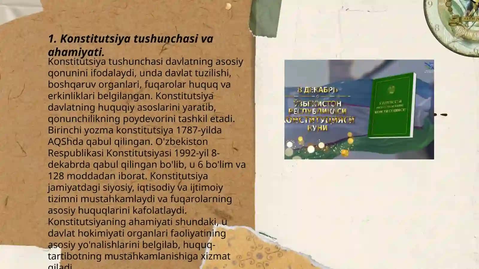 Konstitutsiya va davlat,konstitutsiyalarning turlari 3