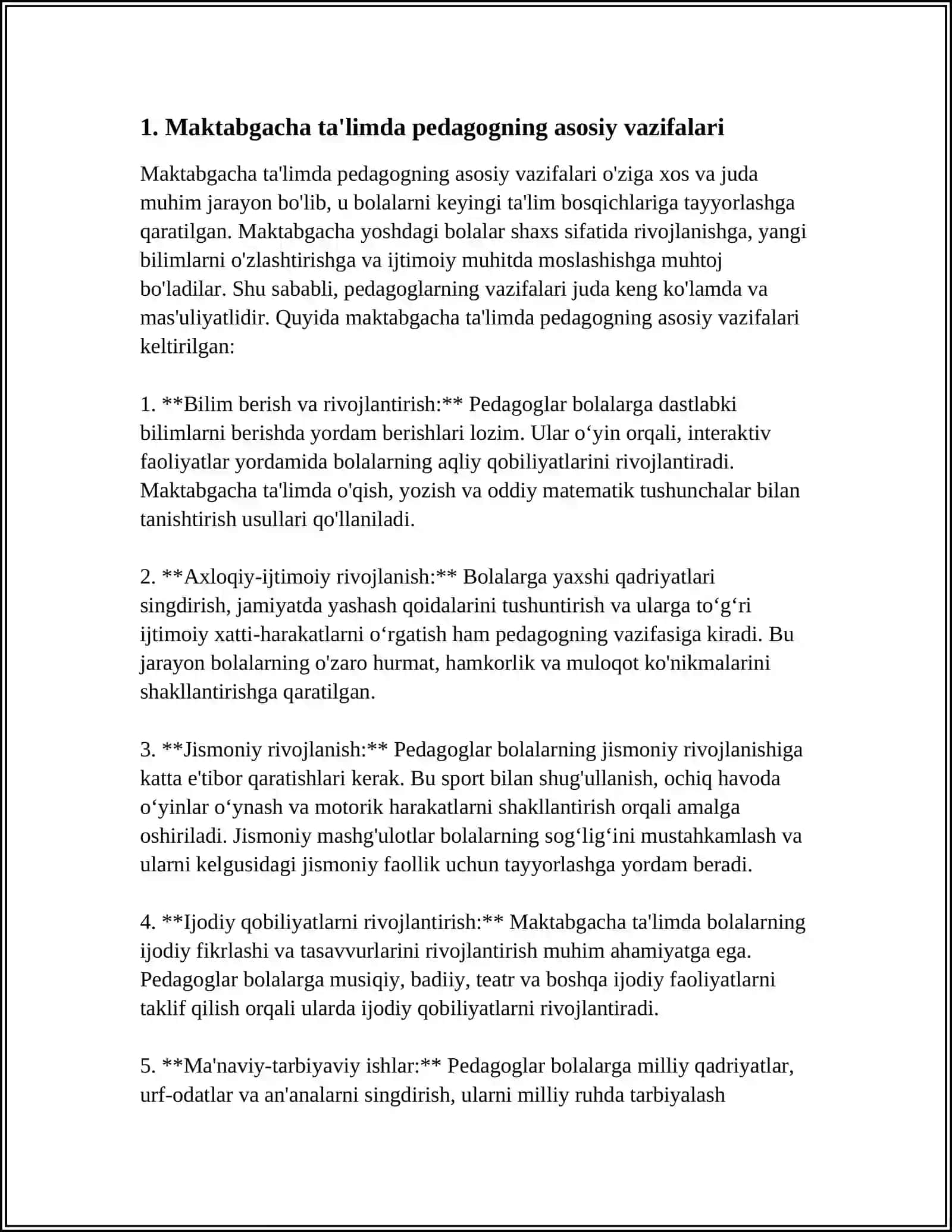 MAKTABGACHA TA'LIM TASHKILOTIDA PEDAGOGNING O'RNI 3