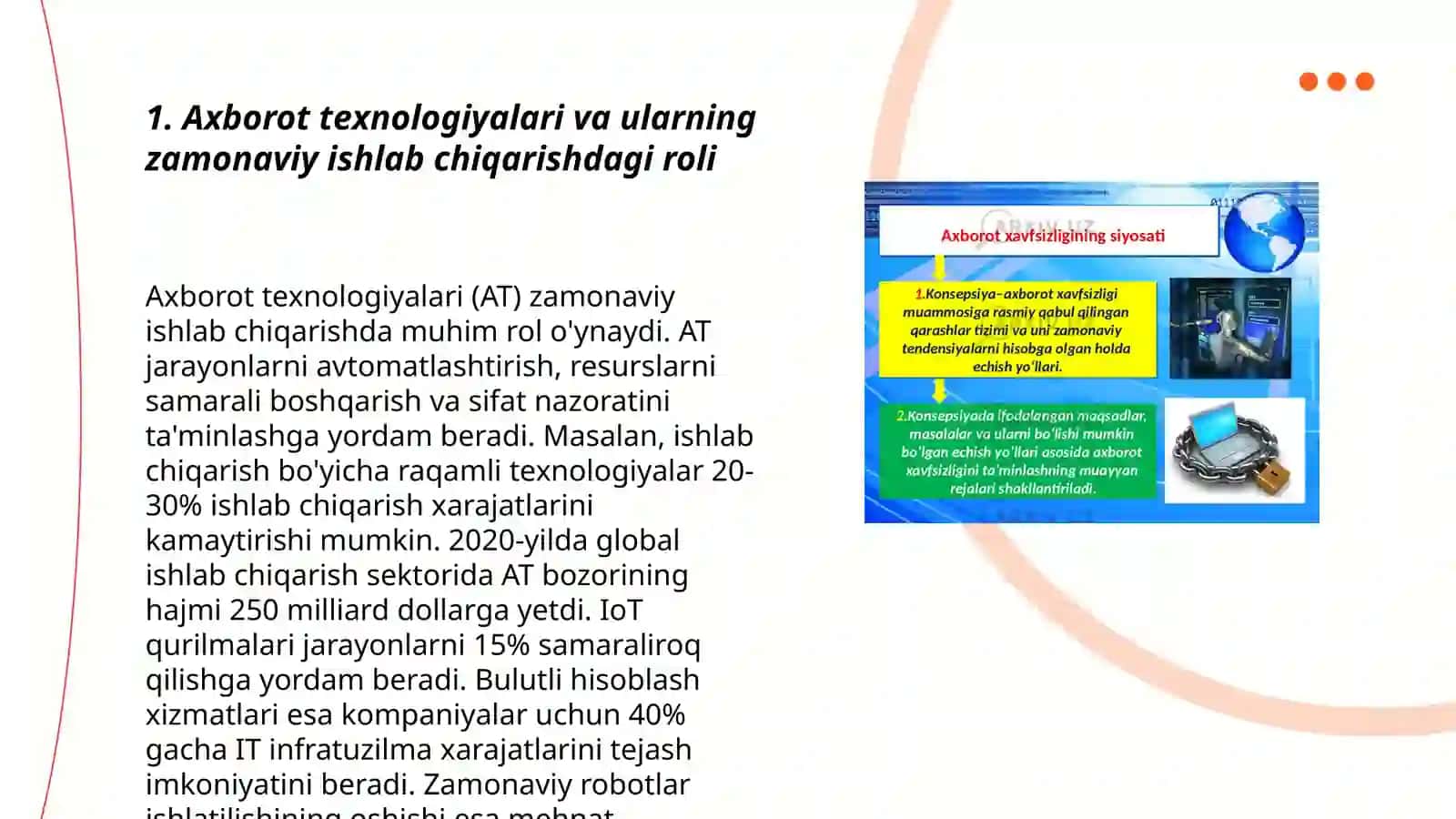 Axborot texnologiyalari va ularning zamonaviy ishlab chiqarishdagi roli 3