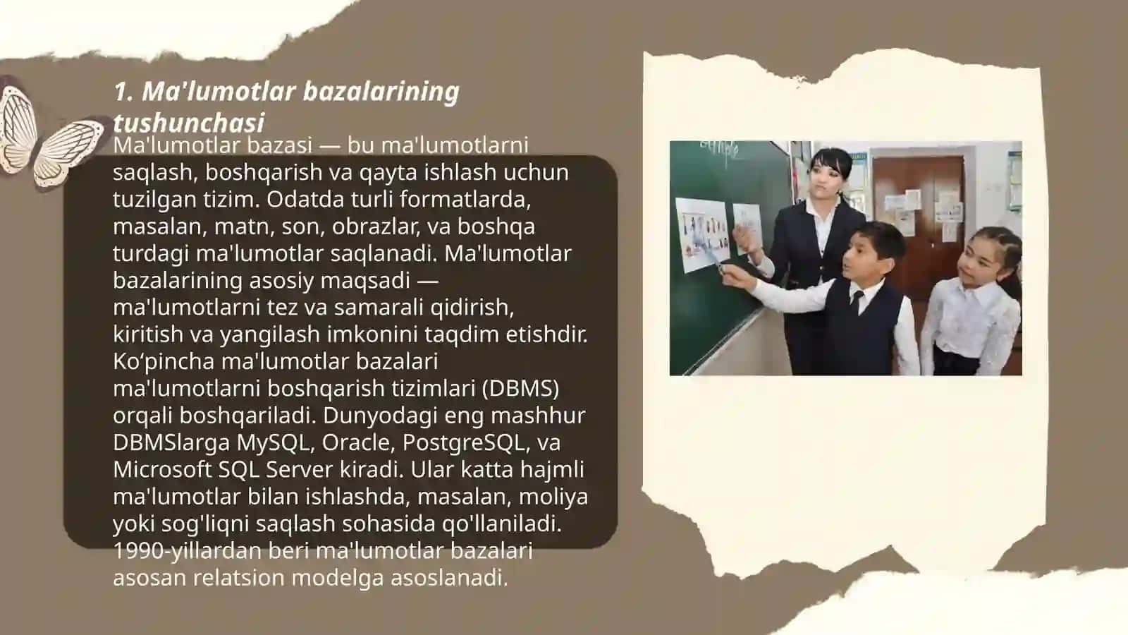 Ma'lumotlar bazasi va bilimlarni taqdim etish modellari 3