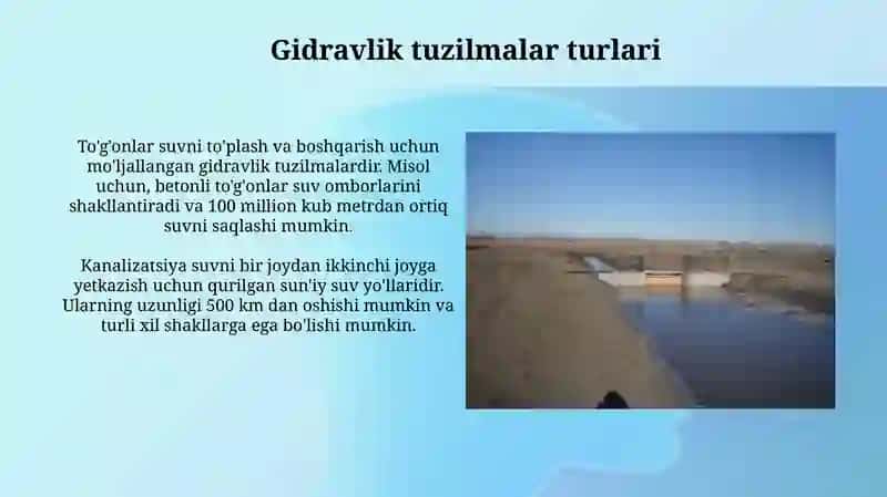 Gidravlik inshootlarda suv oqimini boshqarish va xavfsizlik masalalari 3