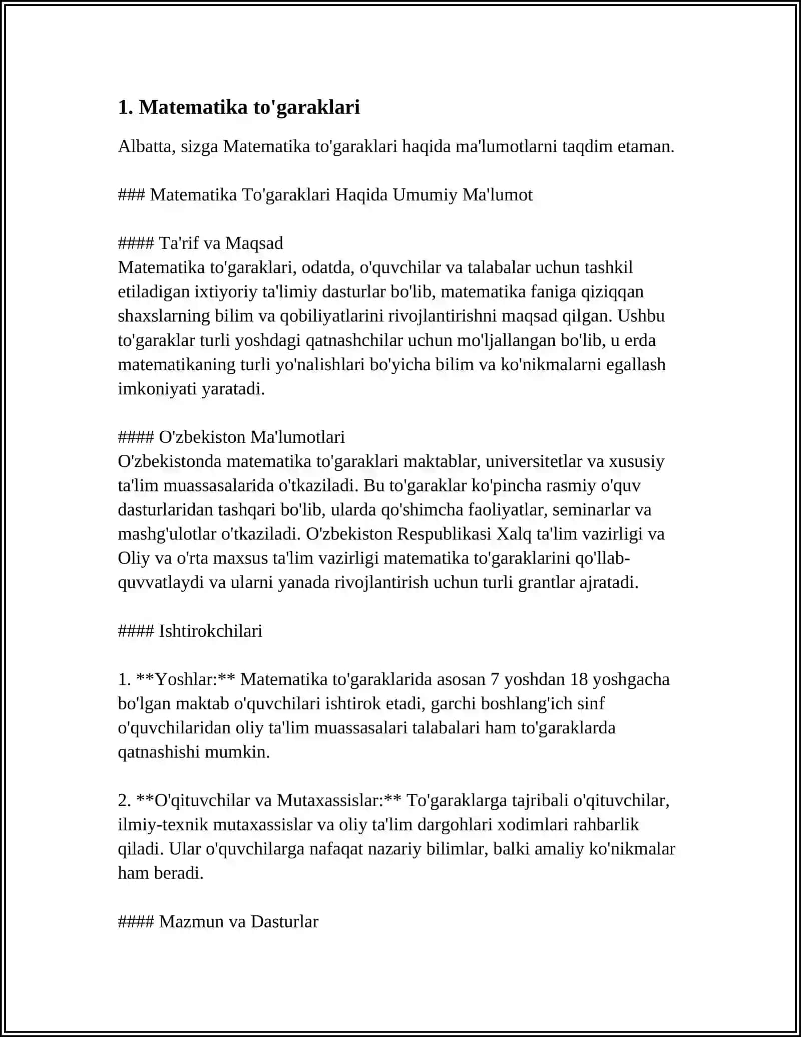 Matematika To'garaklari 3