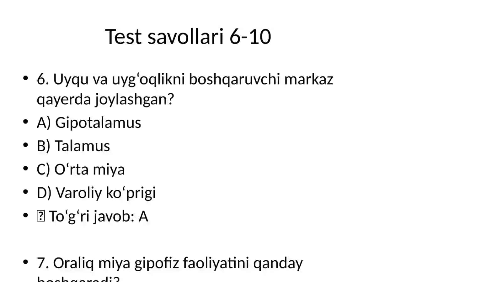 Oraliq miya va Miyacha fiziologiyasi 3