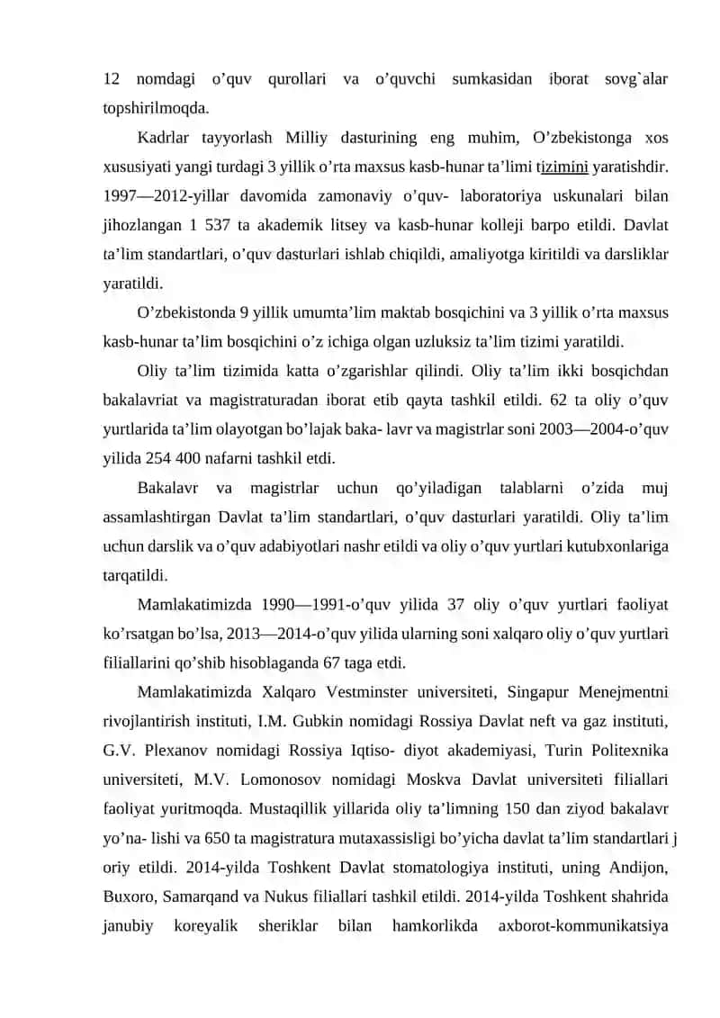 O’ZBEKISTON RESPUBLIKАSIDА TА’LIM SOHАSIDА АMАLGА OSHIRILGАN ISLOHOTLАR 3