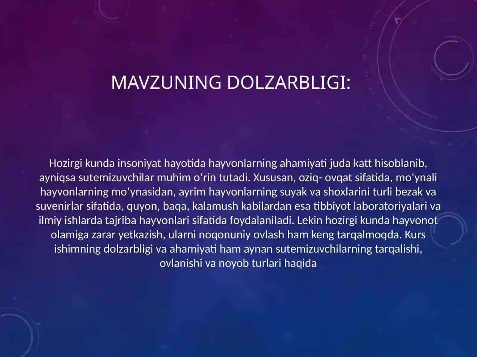 Oʻzbekistonda uchraydigan sutemizuvchilar, ovlanadigan vakillari, kasallik tarqatuvchi va noyob turlari 3