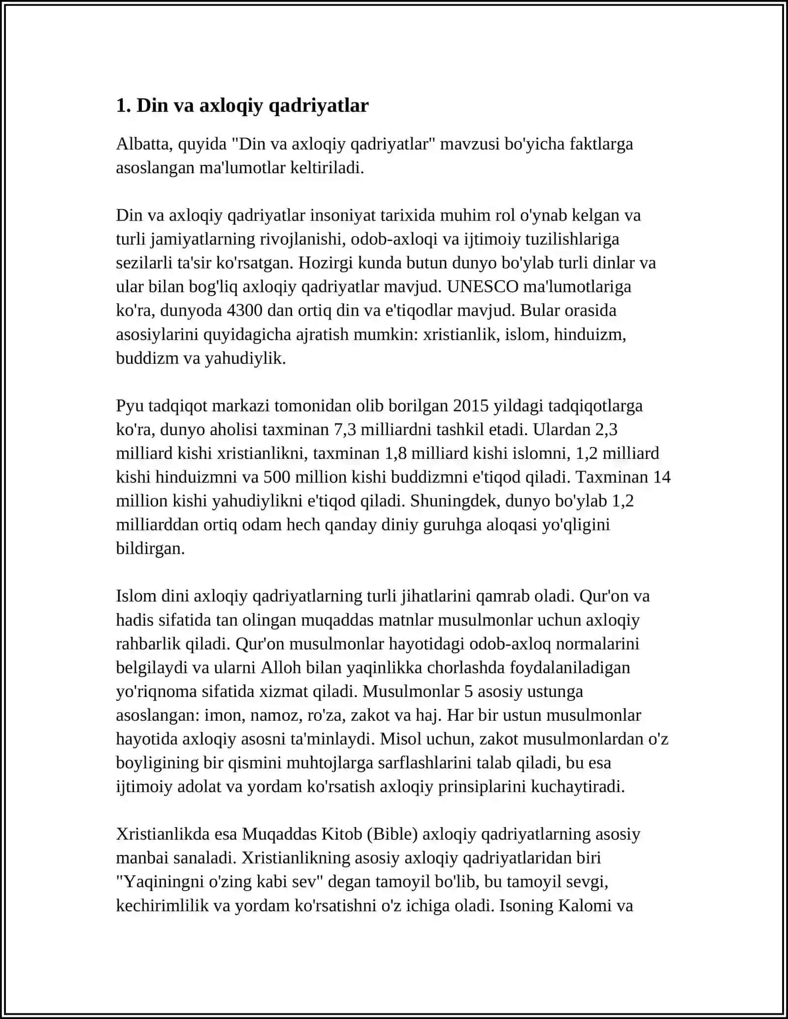 MUSTAQIL ISH Mavzu: DINIY DEVIANT XULQ ATVOR 3